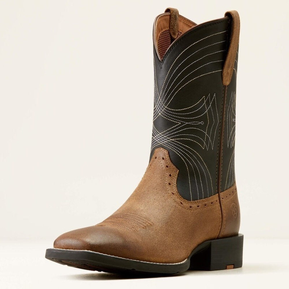 Ariat® (Men's 10.5 D) Sport Square Toe Cowboy Boot, Barley Brown/Black - $190